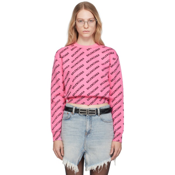 발렌시아가 발렌시아가 Balenciaga Pink Mini Allover Sweater 232342F096000