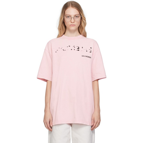 발렌시아가 발렌시아가 Balenciaga Pink Hand Drawn T-Shirt 232342F110010