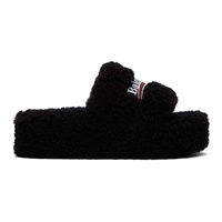 발렌시아가 Balenciaga Black Furry Platform Sandals 232342F124007