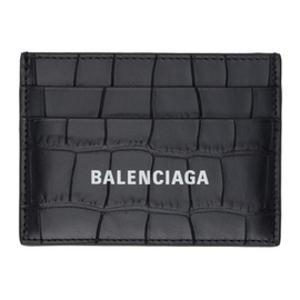 발렌시아가 Balenciaga Black Croc-Embossed Card Holder 232342M163005
