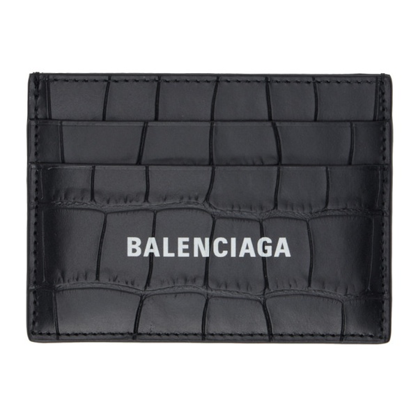 발렌시아가 발렌시아가 Balenciaga Black Croc-Embossed Card Holder 232342M163005