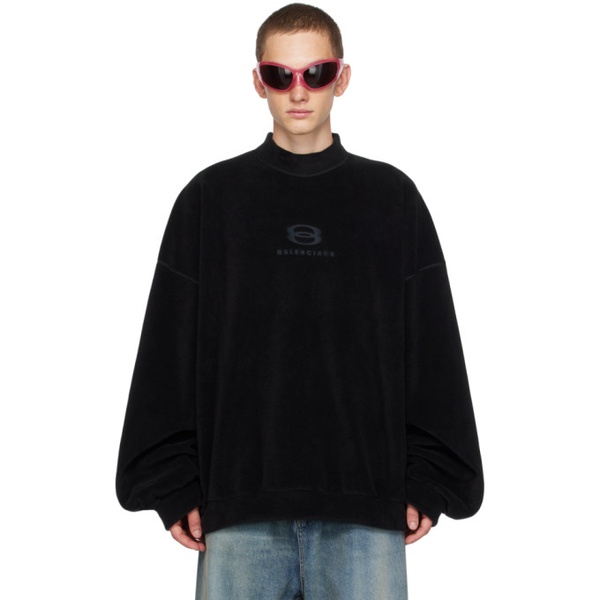 발렌시아가 발렌시아가 Balenciaga Black Embroidered Sweatshirt 232342M204002