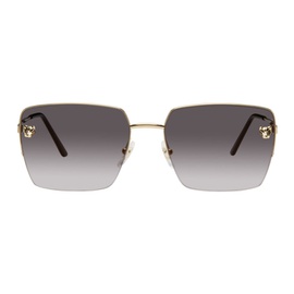 Gold Panthere de Cartier Square Sunglasses 232346M134016