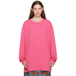 Comme des Garcons Homme Plus Pink Asymmetric Long Sleeve T-Shirt 232347F110003