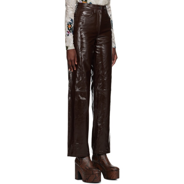  드리스 반 노튼 Dries Van Noten Brown Five-Pocket Leather Pants 232358F084000