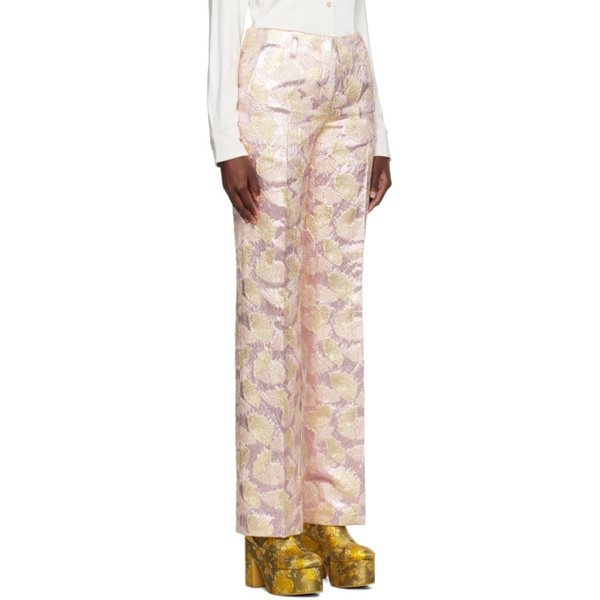 드리스 반 노튼 Dries Van Noten Pink & Gold Metallic Trousers 232358F087027