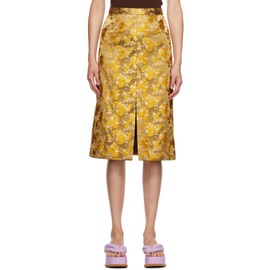 드리스 반 노튼 Dries Van Noten Gold Floral Midi Skirt 232358F092022