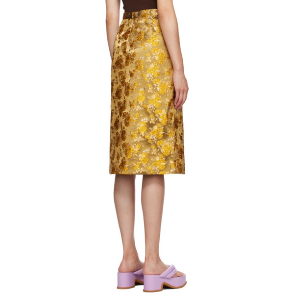  드리스 반 노튼 Dries Van Noten Gold Floral Midi Skirt 232358F092022