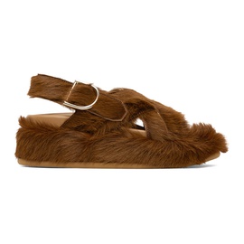 드리스 반 노튼 Dries Van Noten SSENSE Exclusive Brown Faux-Fur Sandals 232358F124000