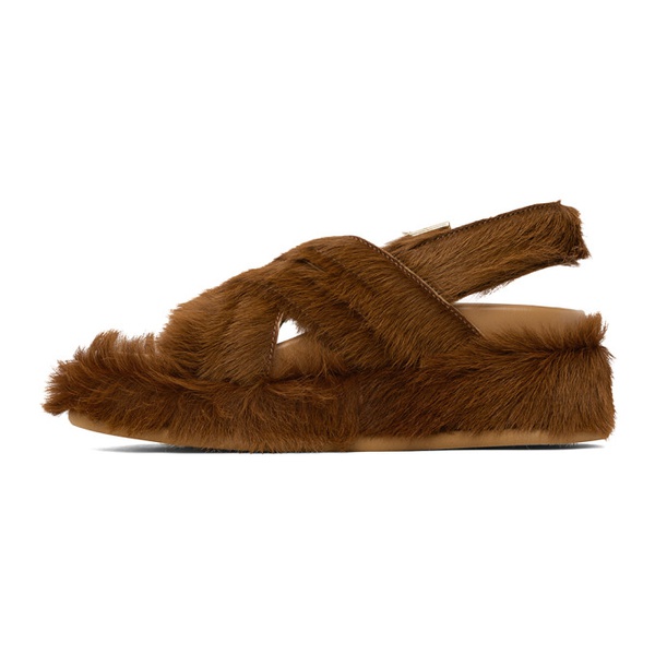  드리스 반 노튼 Dries Van Noten SSENSE Exclusive Brown Faux-Fur Sandals 232358F124000