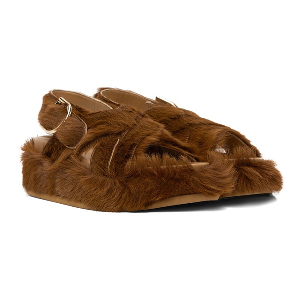  드리스 반 노튼 Dries Van Noten SSENSE Exclusive Brown Faux-Fur Sandals 232358F124000