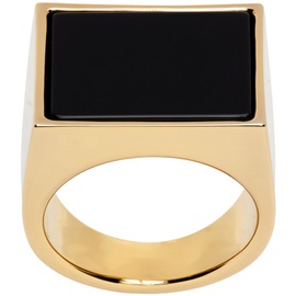 드리스 반 노튼 Dries Van Noten Gold & Black Square Signet Ring 232358M147000