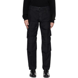 드리스 반 노튼 Dries Van Noten Black Garment-Dyed Cargo Pants 232358M188003