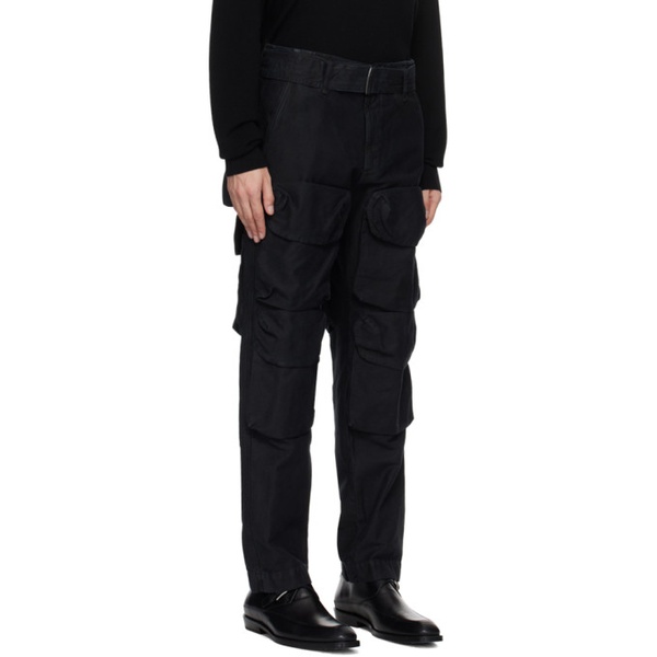  드리스 반 노튼 Dries Van Noten Black Garment-Dyed Cargo Pants 232358M188003
