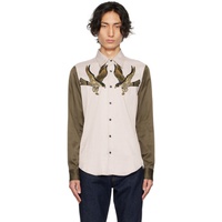 드리스 반 노튼 Dries Van Noten Gray & Khaki Embroidered Shirt 232358M192056
