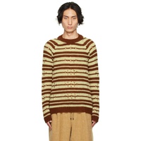 드리스 반 노튼 Dries Van Noten Brown & Green Striped Sweater 232358M201013