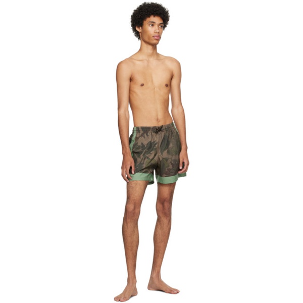  드리스 반 노튼 Dries Van Noten Brown Printed Swim Shorts 232358M208000