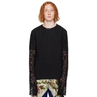 드리스 반 노튼 Dries Van Noten Black Floral Long Sleeve T-Shirt 232358M213021