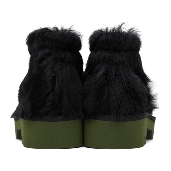  드리스 반 노튼 Dries Van Noten Black & Green Calf-Hair Boots 232358M255004
