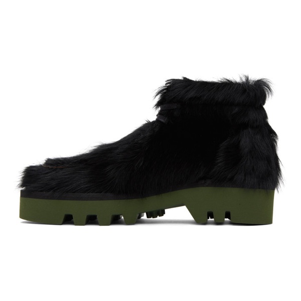  드리스 반 노튼 Dries Van Noten Black & Green Calf-Hair Boots 232358M255004