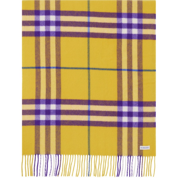 버버리 버버리 Burberry Yellow & Purple Wide Check Scarf 232376F028035