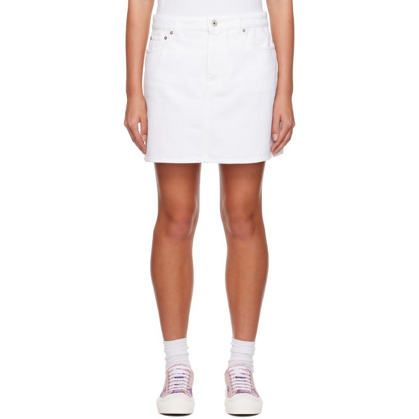 버버리 버버리 Burberry White EKD Denim Miniskirt 232376F090008