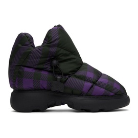 버버리 Burberry Black & Purple Check Pillow Boots 232376F113008