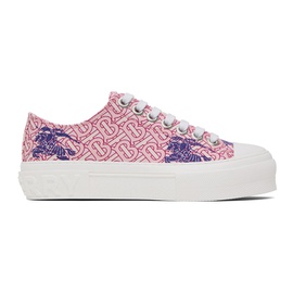 버버리 Burberry Pink Lace-Up Sneakers 232376F128000