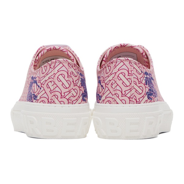 버버리 버버리 Burberry Pink Lace-Up Sneakers 232376F128000