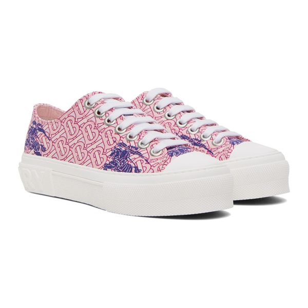 버버리 버버리 Burberry Pink Lace-Up Sneakers 232376F128000
