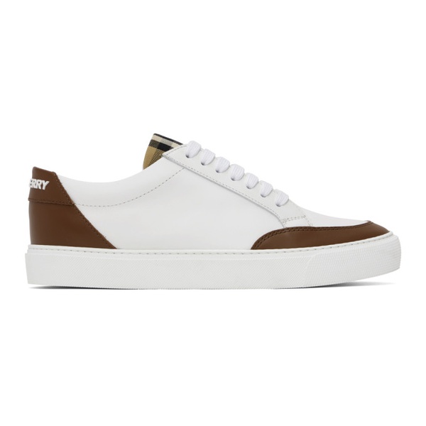 버버리 버버리 Burberry White & Brown Check Sneakers 232376F128011