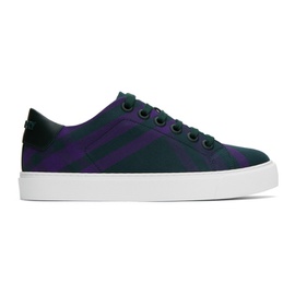 버버리 Burberry Green & Purple Check Sneakers 232376F128016
