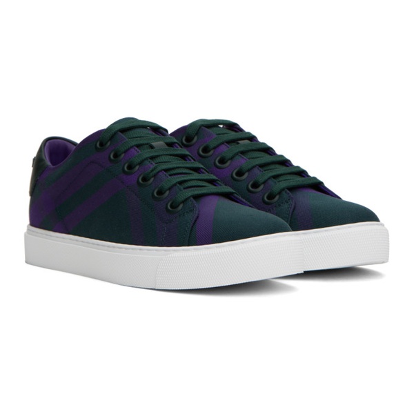 버버리 버버리 Burberry Green & Purple Check Sneakers 232376F128016