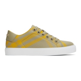 버버리 Burberry Beige & Yellow Check Sneakers 232376F128017