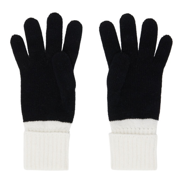 버버리 버버리 Burberry Black & White Rolled Gloves 232376M135000