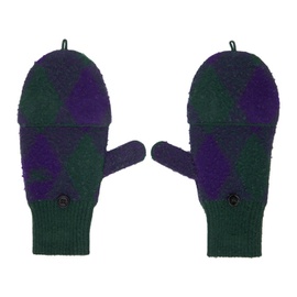 버버리 Burberry Green & Purple Argyle Wool Mittens 232376M135004