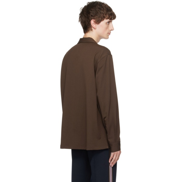 버버리 버버리 Burberry Brown Open Spread Collar Shirt 232376M192018