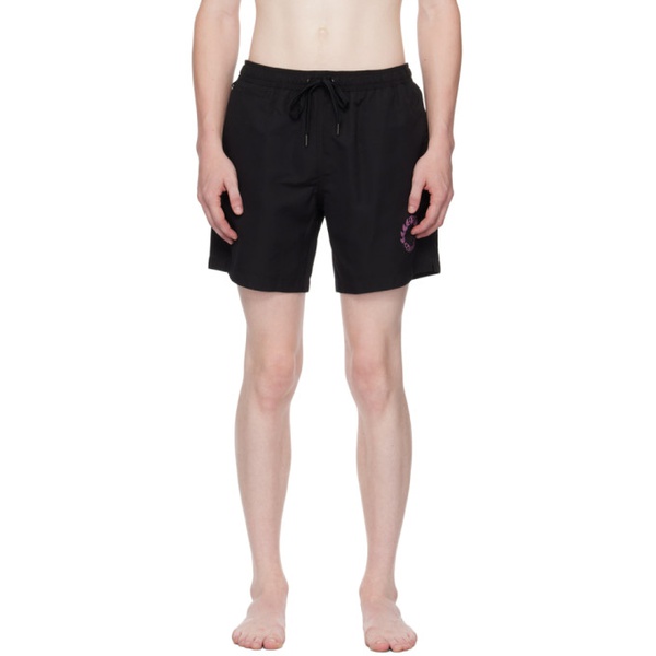 버버리 버버리 Burberry Black Printed Swim Shorts 232376M208001