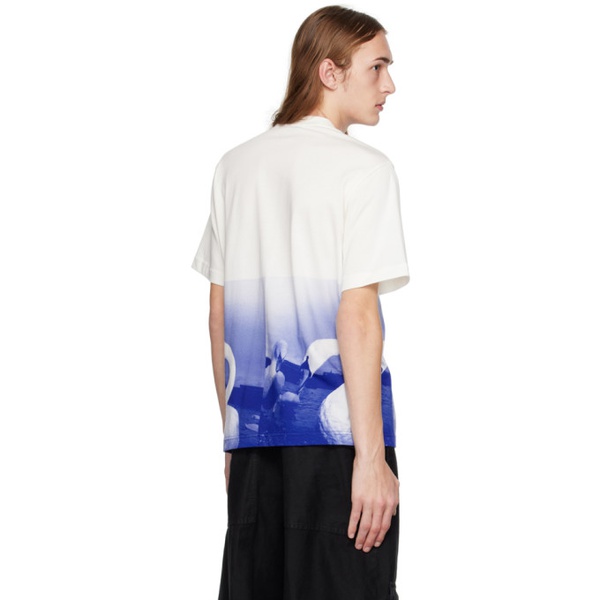 버버리 버버리 Burberry White & Blue Swan Print T-Shirt 232376M213038
