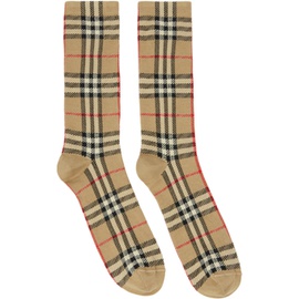 버버리 Burberry Beige Vintage Check Socks 232376M220001