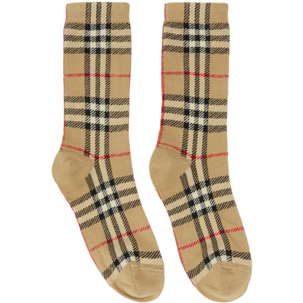 버버리 버버리 Burberry Beige Vintage Check Socks 232376M220002