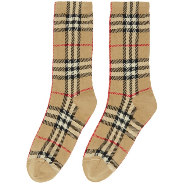 버버리 버버리 Burberry Beige Vintage Check Socks 232376M220002