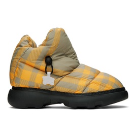 버버리 Burberry Orange & Taupe Check Pillow Boots 232376M223006
