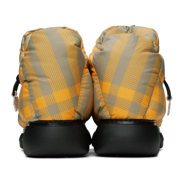 버버리 버버리 Burberry Orange & Taupe Check Pillow Boots 232376M223006