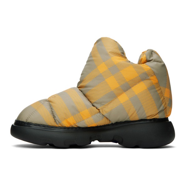 버버리 버버리 Burberry Orange & Taupe Check Pillow Boots 232376M223006