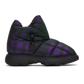 버버리 Burberry Black & Purple Check Pillow Boots 232376M223007