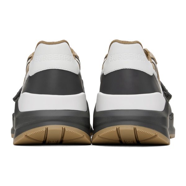 버버리 버버리 Burberry Beige & Grey Vintage Check Sneakers 232376M237003