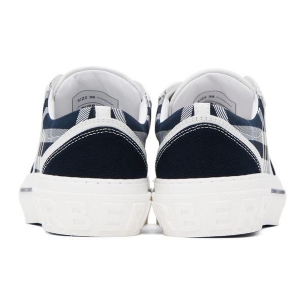 버버리 버버리 Burberry White & Navy Check Sneakers 232376M237011