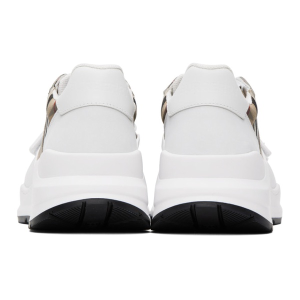 버버리 버버리 Burberry Tan & White Check Sneakers 232376M237014