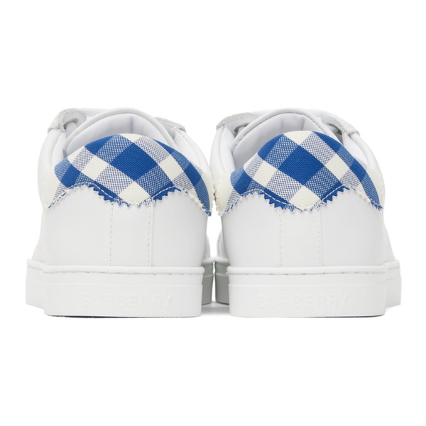 버버리 버버리 Burberry White & Blue Checked Sneakers 232376M237025